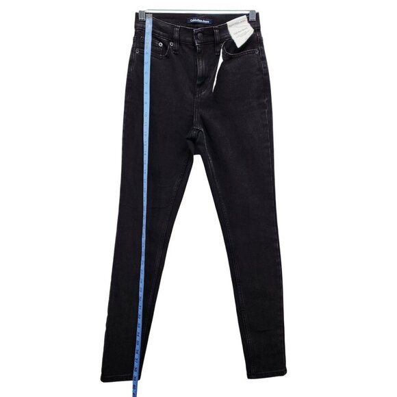Calvin Klein Womens High Rise Skinny Jeans Black Denim Regular Length Size 25 - Picture 8 of 13